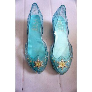Disney Frozen Girls Blue Glitter Block Flat Elsa Shoes – Size 2/3 NWOT